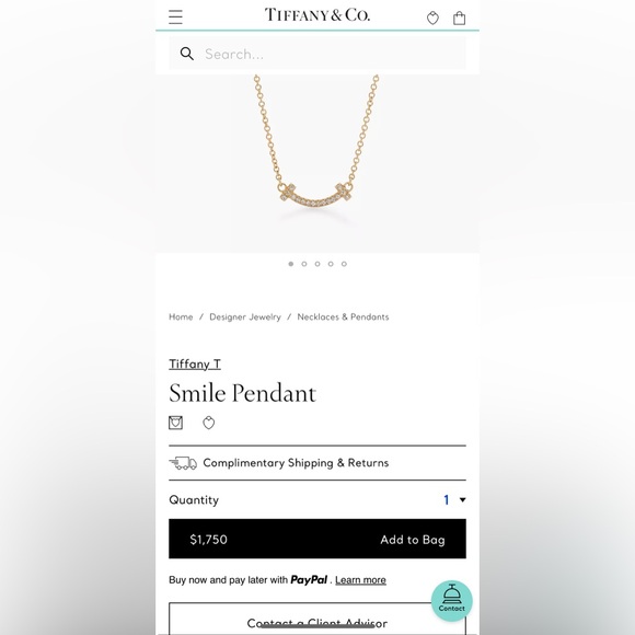 Tiffany Mini 18k T-smile pendant with diamonds on a 18k gold chain - Picture 10 of 10